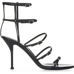 Alexander McQueen, Schoenen, Dames, Zwart, 41 EU, Leer, High Heel Sandalen