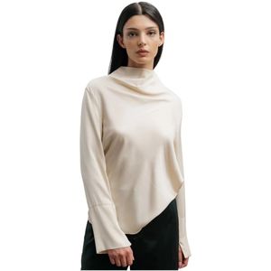 Ahlvar Gallery, Ayumi silk blouse cream Beige, Dames, Maat:L