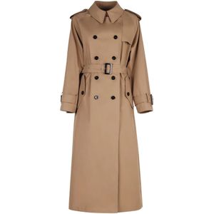 Herno, Mantels, Dames, Beige, S, Katoen, Klassieke Katoenen Trenchcoat