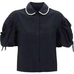 Simone Rocha, Pofmouw Box Shirt Zwart, Dames, Maat:S