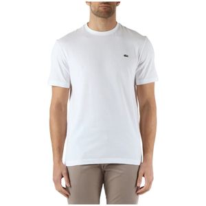 Lacoste, Regular Fit Katoenen T-shirt met Logo Patch Wit, Heren, Maat:2XL