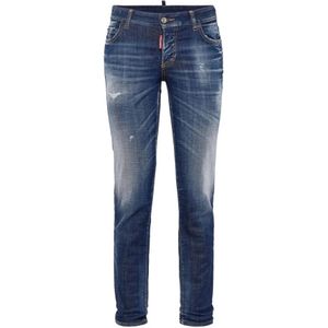 Dsquared2, Jeans, Dames, Blauw, 3Xs, Denim, Blauwe Skinny Cropped Denim Jeans