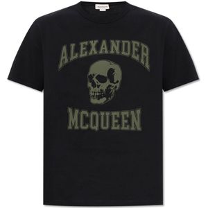 Alexander McQueen, Tops, Heren, Zwart, 2Xl, Katoen, T-shirt met logo