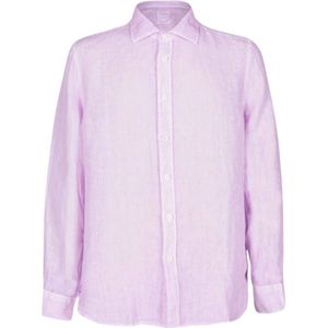 120% Lino, Overhemden, Heren, Paars, 2Xl, Linnen, Lavendel Slim Fit Linnen Overhemd
