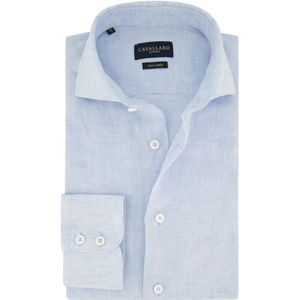 Cavallaro, Overhemden, Heren, Blauw, XL, Leer, Lichtblauw Zakelijk Overhemd Slim Fit