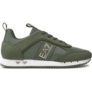 Emporio Armani Ea7, Schoenen, Heren, Groen, 42 2/3 EU, Groene textiel en PU leren sneakers