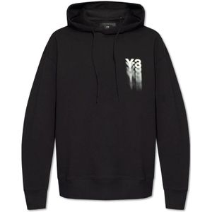 Y-3, Sweatshirts & Hoodies, Heren, Zwart, 2Xl, Katoen, Biologische katoenen hoodie