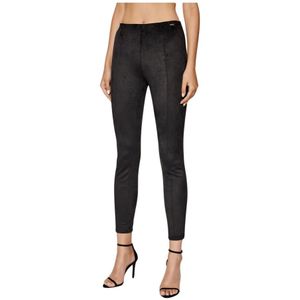 Guess, Broeken, Dames, Zwart, L, Polyester, Suede Leggings - Super Slim Fit