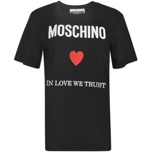 Moschino, Stijlvolle T-shirts en Polos Zwart, Dames, Maat:M