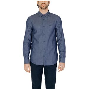 Armani Exchange, Overhemden, Heren, Blauw, S, Katoen, Herenoverhemd met lange mouwen