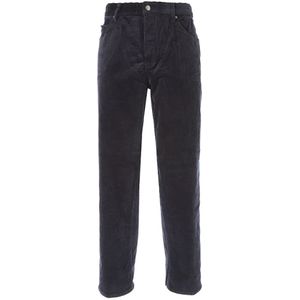 Emporio Armani, Blauwe Fluwelen Wijde Broek Blauw, Heren, Maat:W33