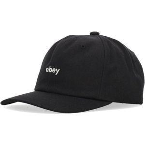 Obey, Accessoires, Heren, Zwart, ONE Size, Wol, Klassieke Snapback Gebogen Klep Pet Zwart