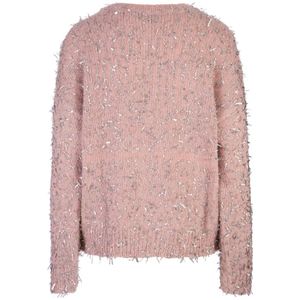 Msgm, Truien, Dames, Roze, M, Wol, Roze Wollen Crew-Neck Sweater