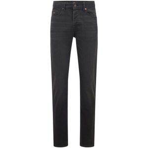 Hugo Boss, Casual Tapered Fit Jeans met Authentieke Versleten Look Zwart, Heren, Maat:W30 L32