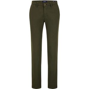 Gardeur, Donkergroene Katoenen Chino Broek Groen, Heren, Maat:W42 L34