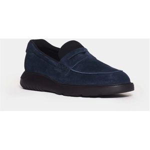 Hogan, Schoenen, Heren, Blauw, 43 1/2 EU, Suède, Blauwe Suède Rubberen Zool Mocassin