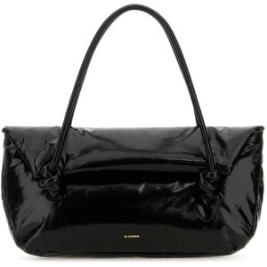 Jil Sander, Zwarte leren handtas Zwart, Dames, Maat:ONE Size