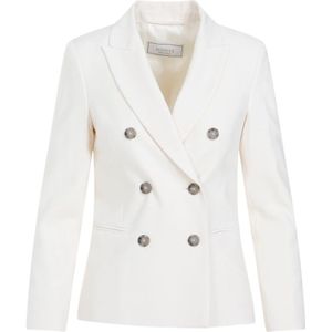Peserico, Jassen, Dames, Beige, S, Polyester, Beige Double-Breasted Jacket