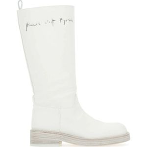 Ann Demeulemeester, Ivory canvas Jose Hoge Laarzen Wit, Dames, Maat:36 EU