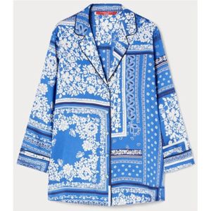 Marina Rinaldi, Blouses & Shirts, Dames, Blauw, 5Xl, Bohemian Elegantie Print Blouse