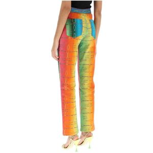 Siedrés, Broeken, Dames, Veelkleurig, S, Katoen, Multicolor Rhinestone Broek met Monogram Print