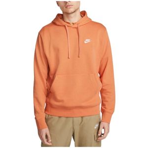 Nike, Sweatshirts & Hoodies, Heren, Oranje, L, Katoen, Club Hoodie met Kangoeroezak