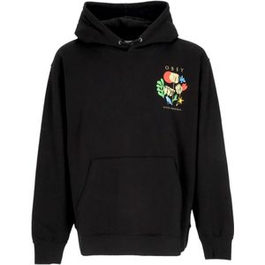 Obey, Sweatshirts & Hoodies, Heren, Zwart, XS, Bloemen Lichtgewicht Hoodie Fleece