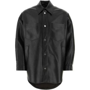 Nanushka, Oversized Martin Shirt van Zwart Synthetisch Leer Zwart, Heren, Maat:L