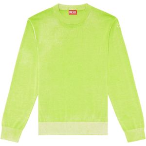 Diesel, Truien, Heren, Groen, L, Katoen, Reverse-print cotton jumper