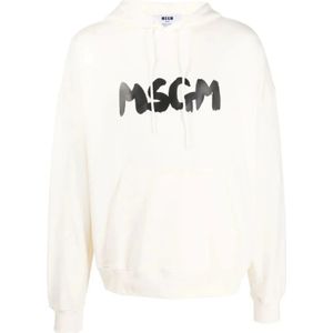 Msgm, Sweatshirts & Hoodies, Heren, Beige, L, Ivory Sweater