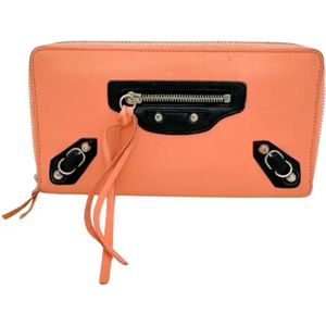 Balenciaga Vintage, Pre-owned, Dames, Oranje, ONE Size, Leer, Tweedehands leren portemonnees