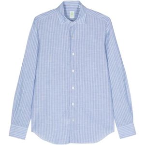 Finamore, Overhemden, Heren, Blauw, XL, Katoen, Blouses & Shirts