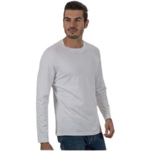 Brunello Cucinelli, Katoenen T-shirt met lange mouwen Wit, Heren, Maat:S