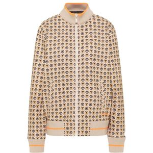 Carlo Colucci, Sweatshirts & Hoodies, Dames, Beige, S, Monogram Vest met rits in beige