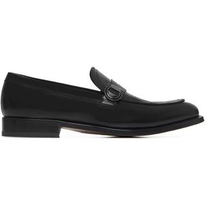 Salvatore Ferragamo, Schoenen, Heren, Zwart, 44 EU, Leer, Zwarte leren loafers met Gancini-gesp