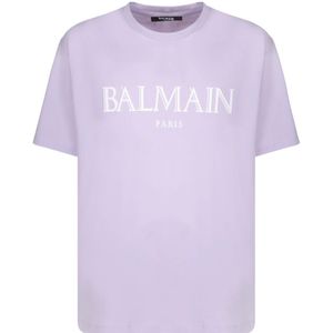 Balmain, Tops, Heren, Paars, S, Katoen, T-Shirts