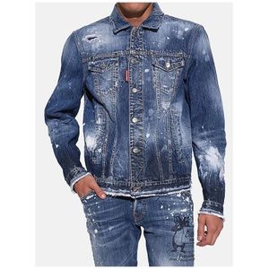 Dsquared2, Jassen, Heren, Blauw, S, Denim, Denim Stretch Slim Fit Overhemd