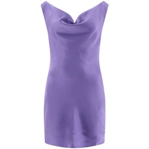 Norma Kamali, Diepe Drape Neck Jurk Paars, Dames, Maat:XS