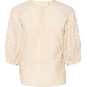 InWear, Eenvoudige Blouse met Halflange Mouwen en Ronde Hals Beige, Dames, Maat:XL