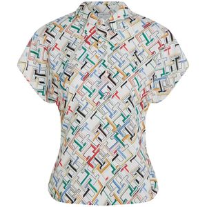 Tommy Hilfiger, Blouses & Shirts, Dames, Veelkleurig, XS, Polyester, TH Monogram Print Dames Overhemd