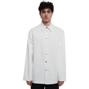 Jil Sander, Katoenen overhemd met toon-op-toon print Wit, Heren, Maat:3XS