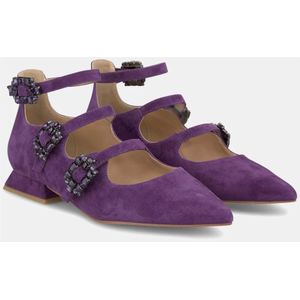 Alma EN Pena, Schoenen, Dames, Paars, 39 EU, Leer, Drievoudige gesp platte ballerina schoenen