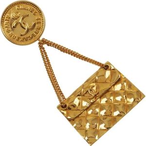 Chanel Vintage, Tweedehands Gouden Metalen Chanel Broche Geel, Dames, Maat:ONE Size