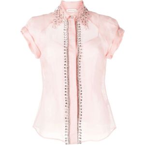 Zimmermann, Blouses & Shirts, Dames, Roze, S, Roze Dameskleding Ss 24