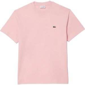 Lacoste, Tops, Heren, Roze, L, Katoen, Klassieke korte mouw T-shirt