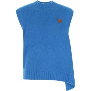 Ader Error, Turquoise Oversized Wolblend Vest Blauw, Heren, Maat:S