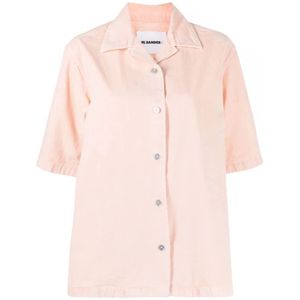 Jil Sander, Blouses & Shirts, Dames, Roze, M, Katoen, Short Sleeve Shirts