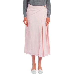 P.a.r.o.s.h., Roze Linnen en Viscose Rok Roze, Dames, Maat:S