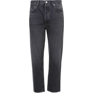 Agolde, Zwarte katoenen jeans met hoge taille Zwart, Dames, Maat:W32