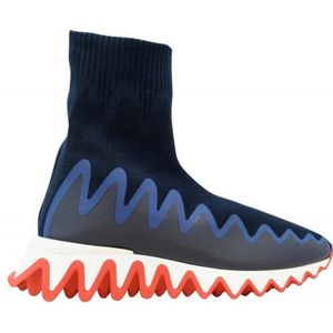 Christian Louboutin, Schoenen, Dames, Veelkleurig, 36 1/2 EU, Blauwe Sharky Sock Sneakers